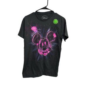 Disney Glow-In-The-Dark Mickey Mouse Graphic T-Shirt Black Sz Small